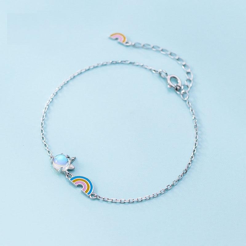 925 Sterling Silver Rainbow & Unicorn Bracelet