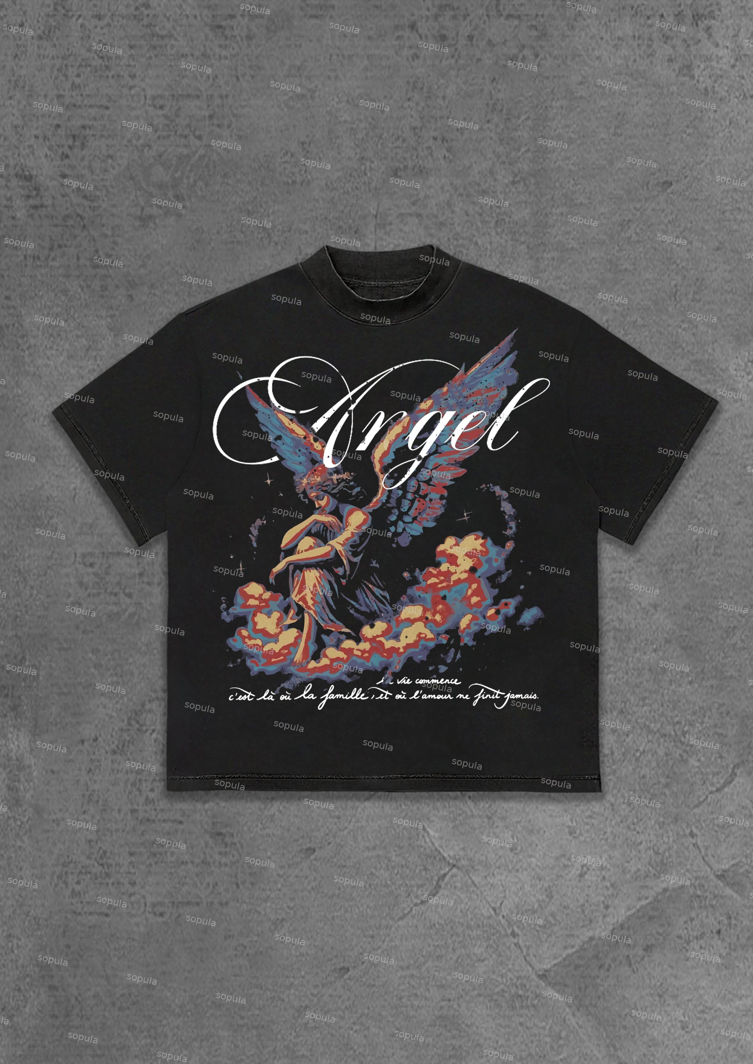 Sad Angel Cloud Short Sleeved T-shirt - SOPULA