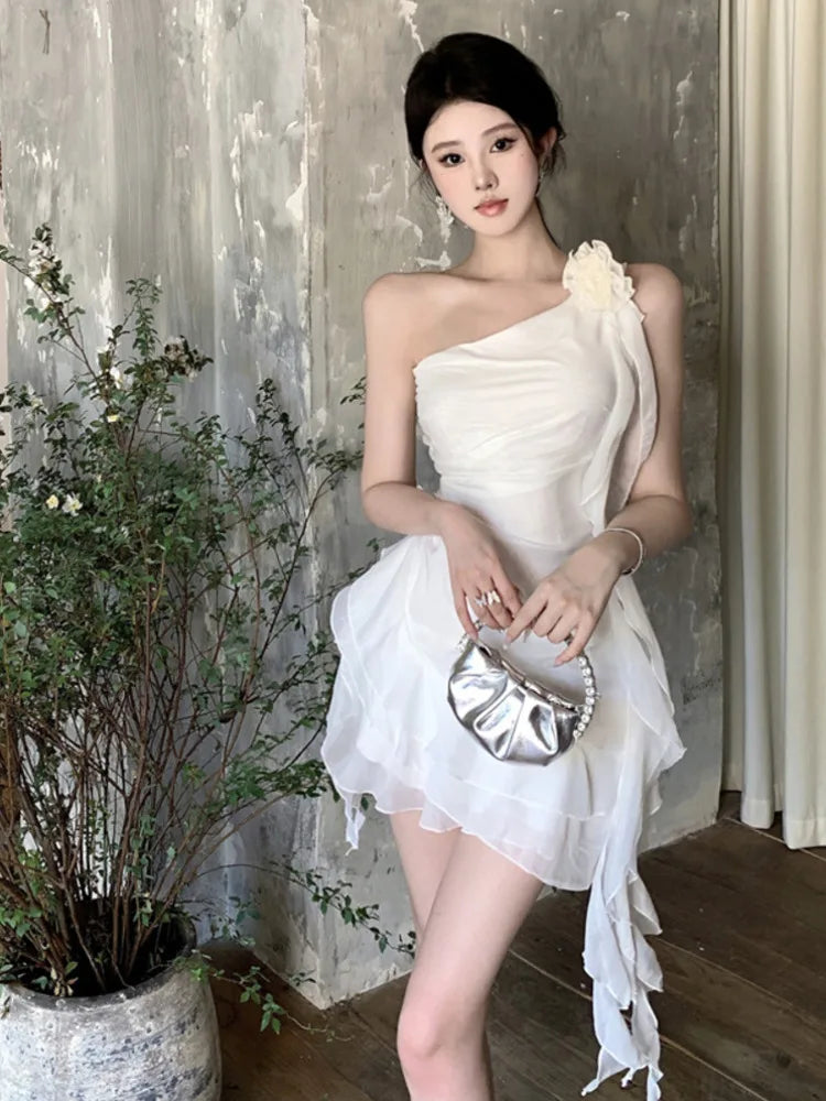 High Quality French Fashion Mini Dress For Women Summer Ladies Hotsweet Sleeveless Sexy Party Evening Dresses Vestidos Aiertu