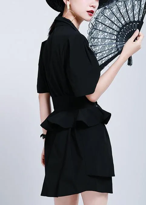 Organic Black Peter Pan Collar Summer Cotton Dress