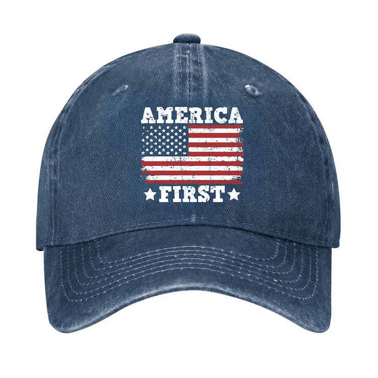 America First With USA Flag Print Hat