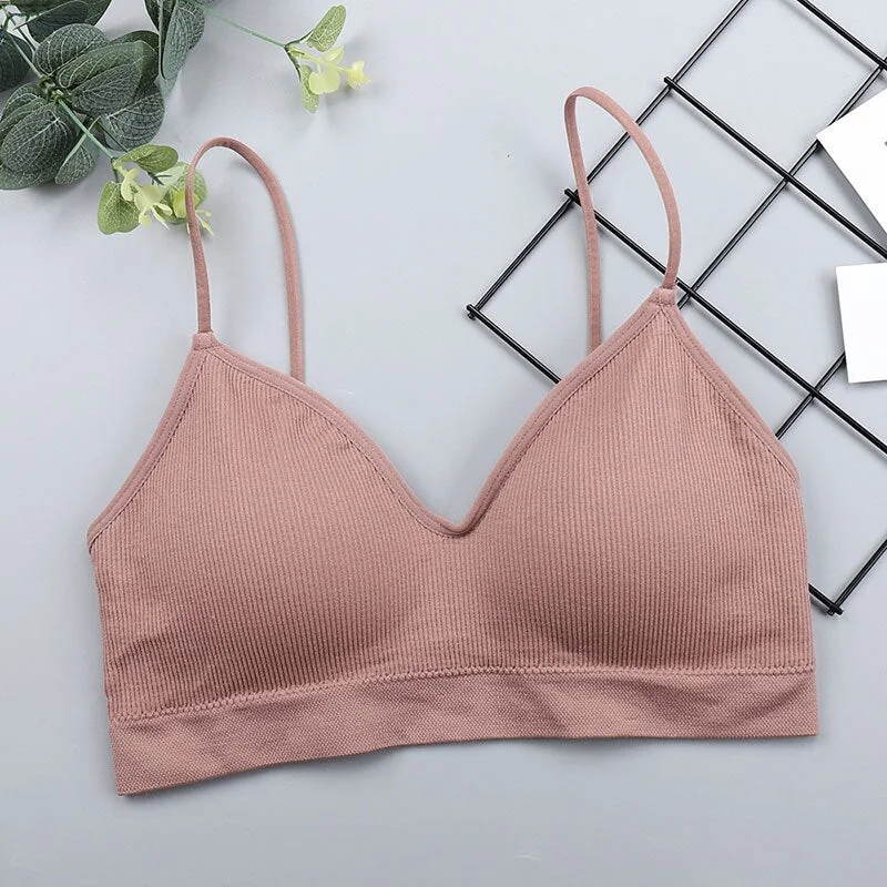 SVOKOR Push Up Solid Bra Elastic Gathering Bralette Summer Anti-light Korean Style Wild Bra Tube Top Sexy Seamless Wire free Bra
