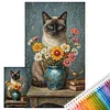 Siamese Cat Flowers-11CT Stamped Cross Stitch 40*70cm(Big Size) tapestrymarket