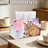 Pink Sky Twin Wolves Butterfly DIY Diamond Painting PU Tissue Holder Box
