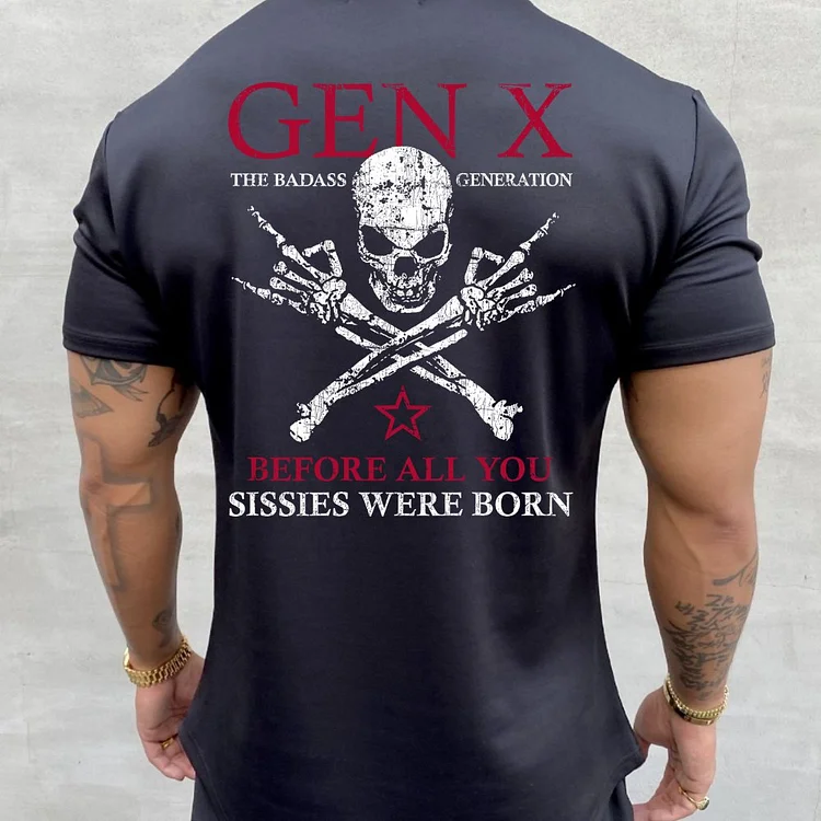 Gen X Muscle Fit Gym T-Shirt Custom Year Of Birth Shirt, 2 Side T-shirt