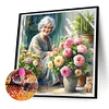 Diamond Painting-DIY Full Round Drill Garden Old Lady