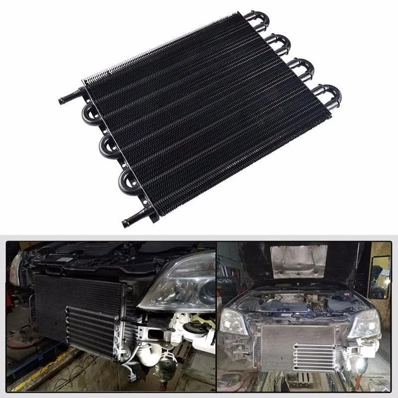 Garlaven 8 Row Universal Aluminum Transmission Oil Cooler Radiator Black