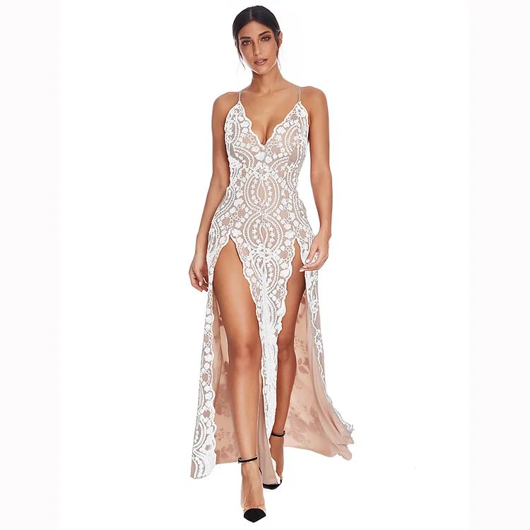 High Slit Sequin Dress SE363