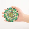 6pcs DIY Anti Slip Green Mandala Coasters Stackable Creative for Tabletop Protection