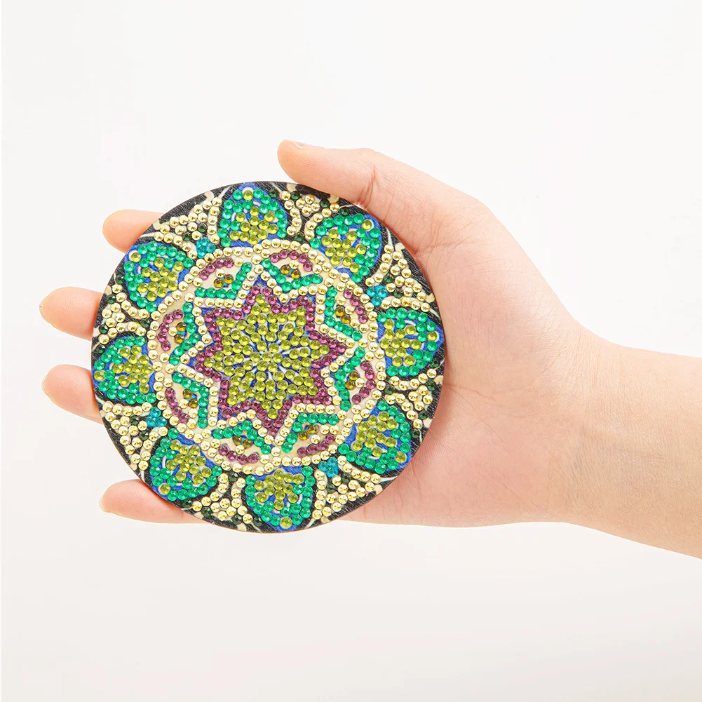 6pcs DIY Mandala Anti Slip Coasters Stackable Creative for Tabletop Protection