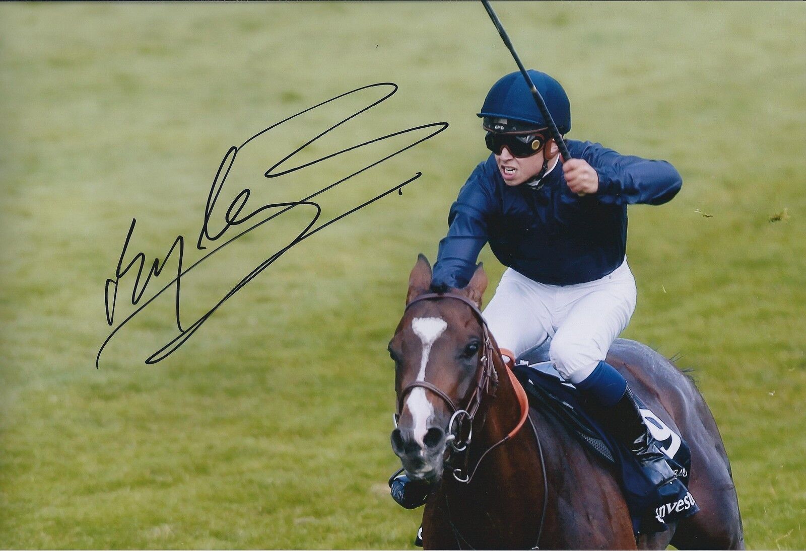 Mickael Barzalona HAND SIGNED Genuine Jockey Autograph 12x8 Photo Poster painting + AFTAL COA