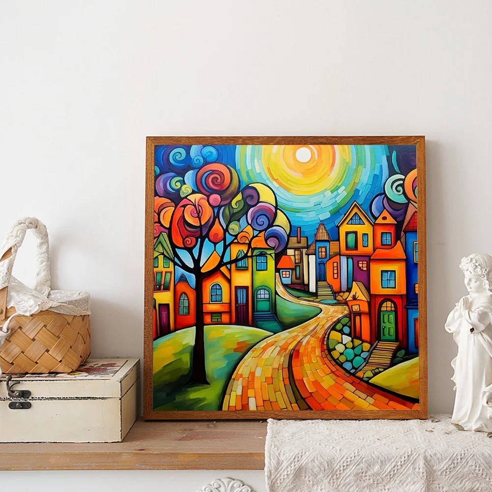 Diamond Painting - Full Round Drill - Colorful House(Canvas|40*40cm)