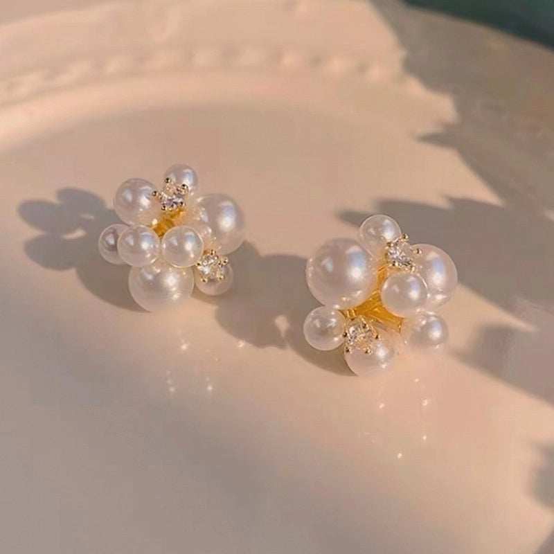 1 Pair Elegant Minimalist Streetwear Flower Bow Knot Plating Inlay Alloy Artificial Pearls Zircon Ear Studs