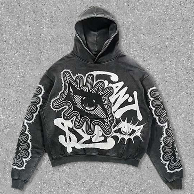 Retro eyes print hoodie