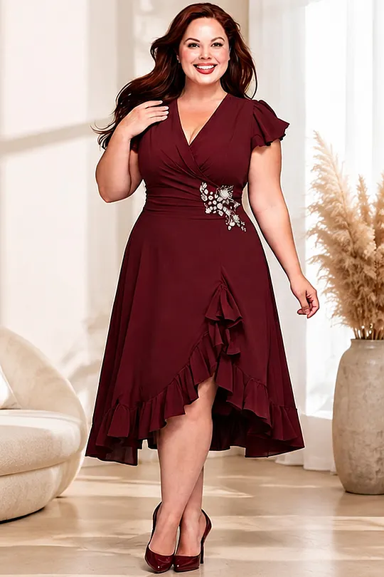 red valentines dress plus size Plus Size Red Dresses for Valentine's Day with Sleeves