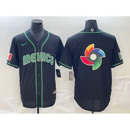 Men's Mexico Baseball 2023 Black World Baseball Big Logo Classic Stitched Jersey JTM0