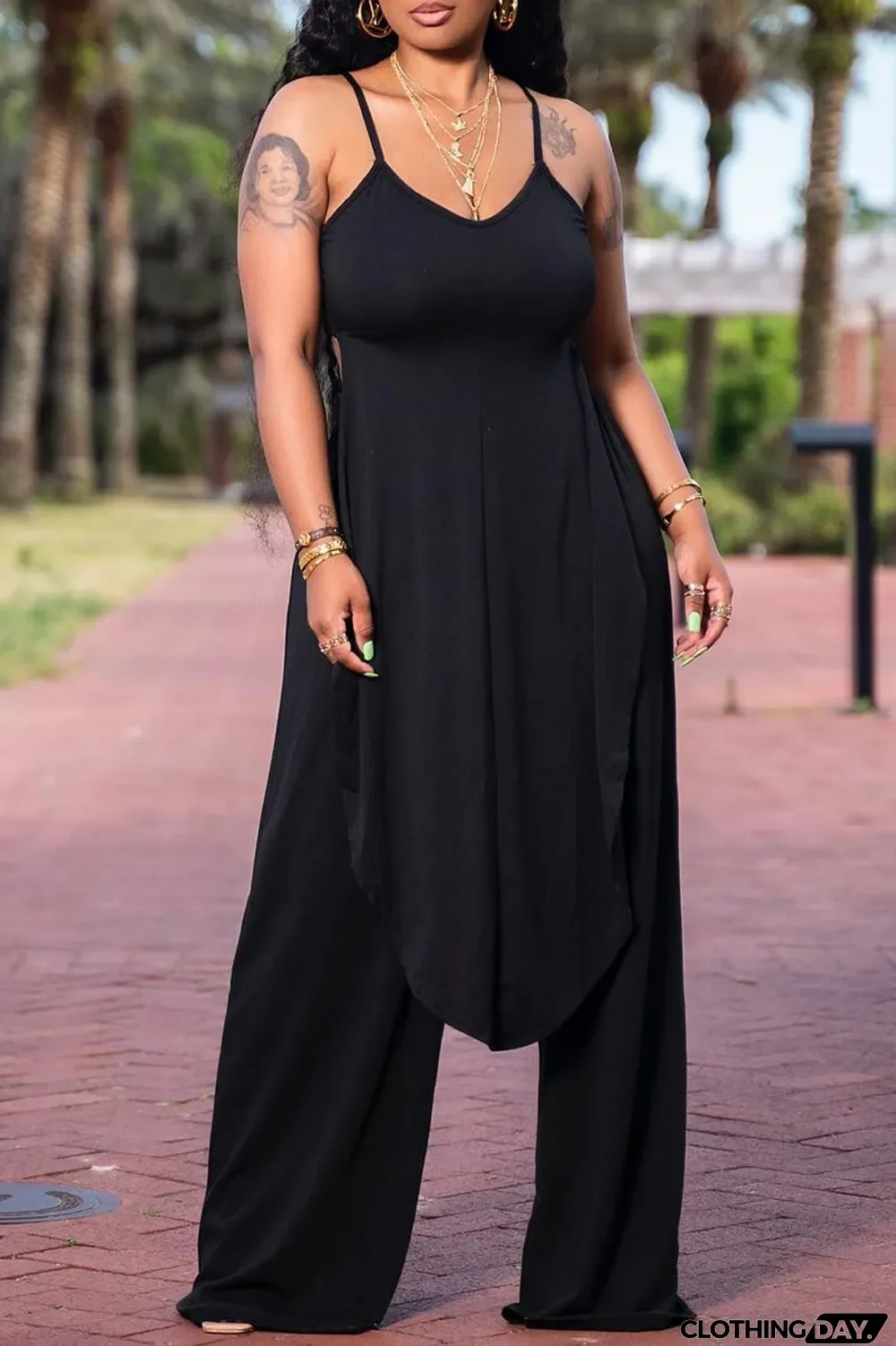 Grey Fashion Casual Solid Backless Asymmetrical Spaghetti Strap Sleeveless Two Pieces