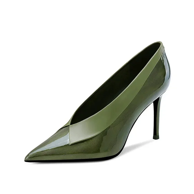 Green Sexy Heels Stiletto Heel Pointy Toe Pumps |FSJ Shoes