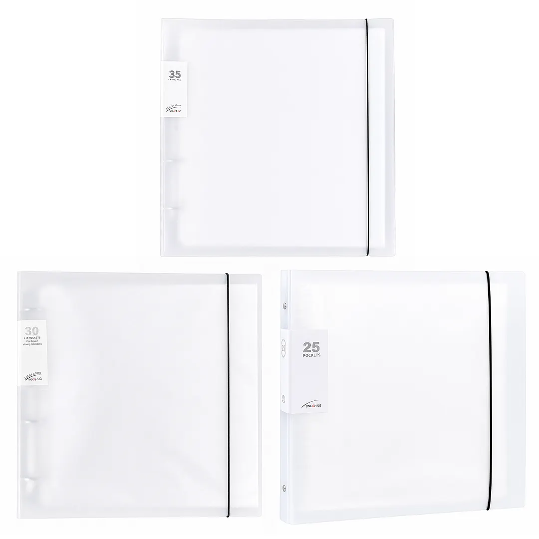 Ring Binder File Folder with Snap Button&50Pcs Inner Pages Transparent Refillable Organizer Waterproof Loose Leaf Sheet Protector for Enhanced Document Organization
