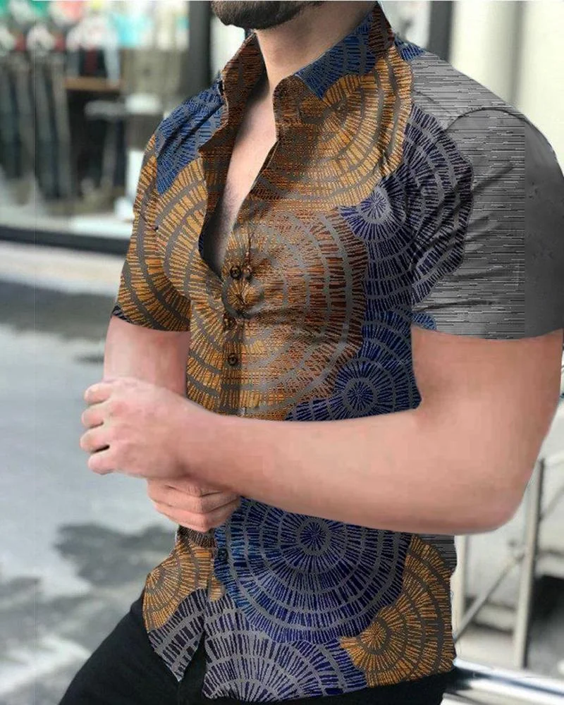 Men's Casual Printed Short-Sleeved Shirt45