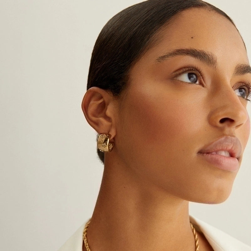 IG Style Butterfly 304 Stainless Steel Rhinestones 18K Gold Plated Inlay Earrings Necklace