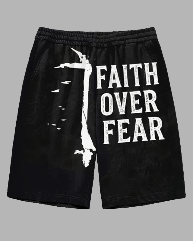 Big Men's Street Fashion Cross with Funny Letters Prined Casual Shorts