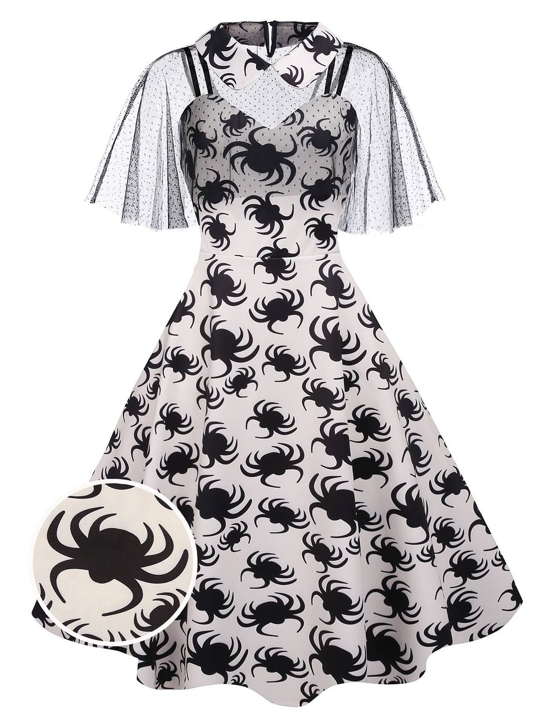 [Pre-sale] 1950s Spider Cap Halloween Swing Dress