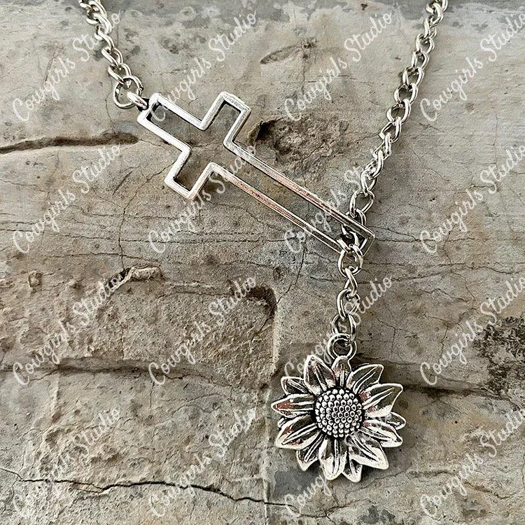 Western Cowboy Cross Cactus Necklace