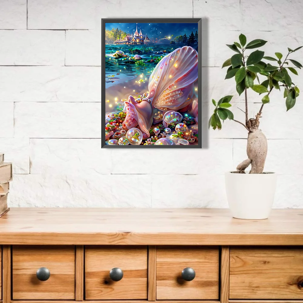 5D DIY Full Square Drill Diamond Painting Beach Shell Kit Home Decor Art Craft
