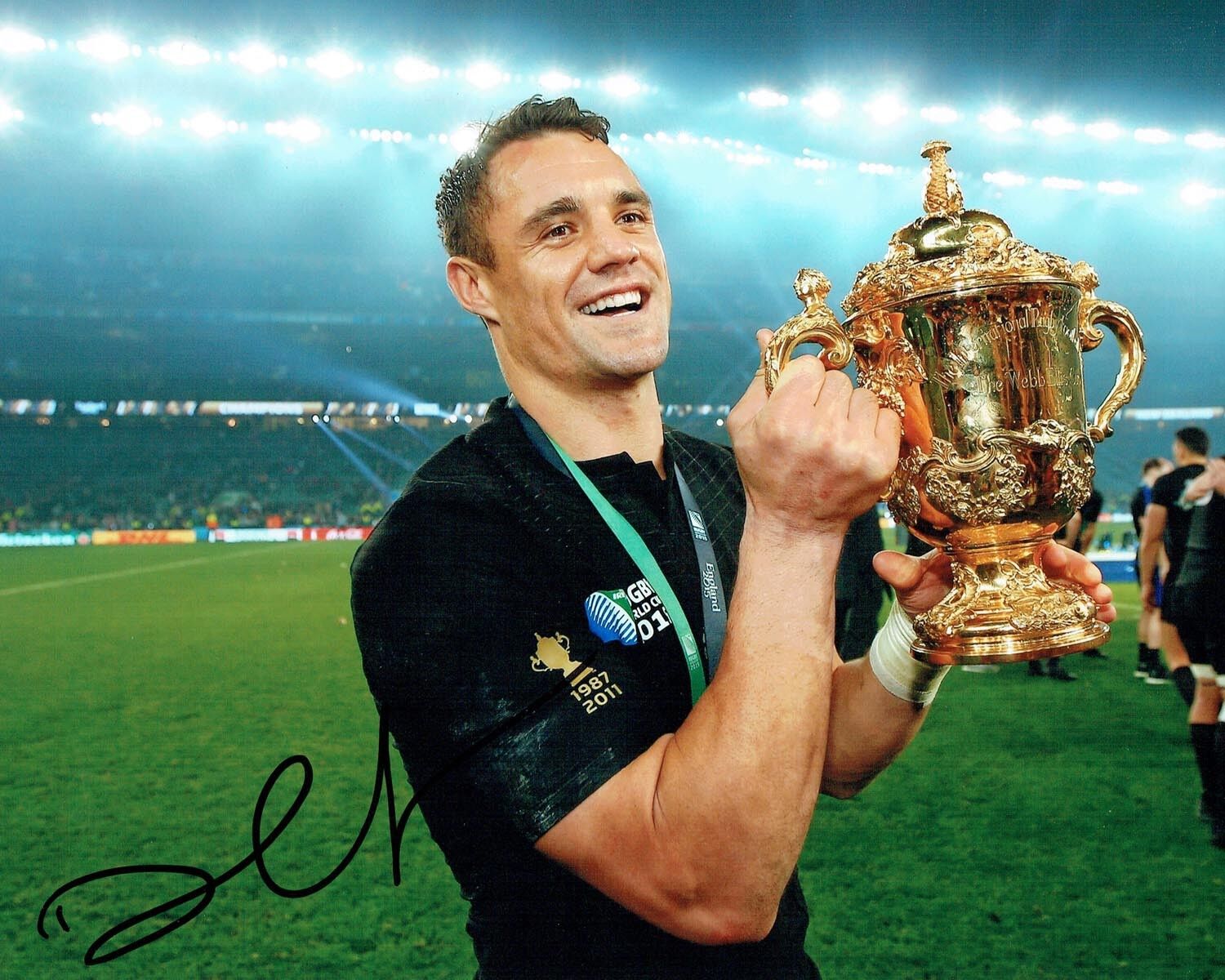 Dan CARTER Signed Autograph 10x8 Photo Poster painting B AFTAL COA RUGBY All Blacks New Zealand