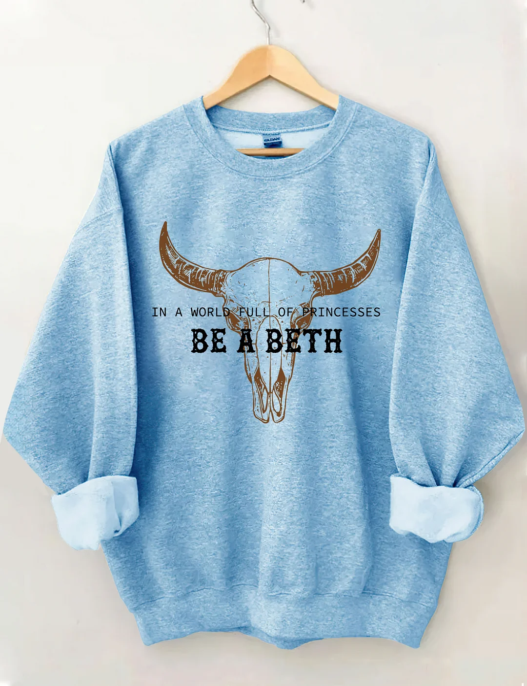 In A World Full Of Princesses Boho Cow Skull Sweatshirt