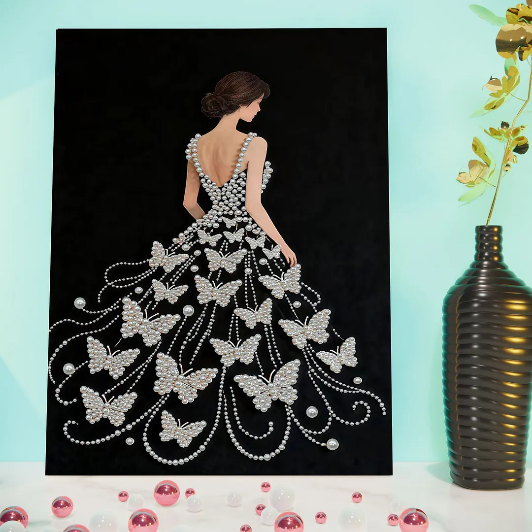 Girls Pearl DIY Diamond Art Kits with Frame 30x40cm for Adults Idea Home Decor