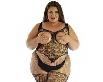 Pornhint Plus Size XS - 5XL / US 2-24 Open Bust Fishnet Corset Crotchless Bodysuit Bodystocking Open Crotch BBW Garter Gothic Dress Up, Drag Queen