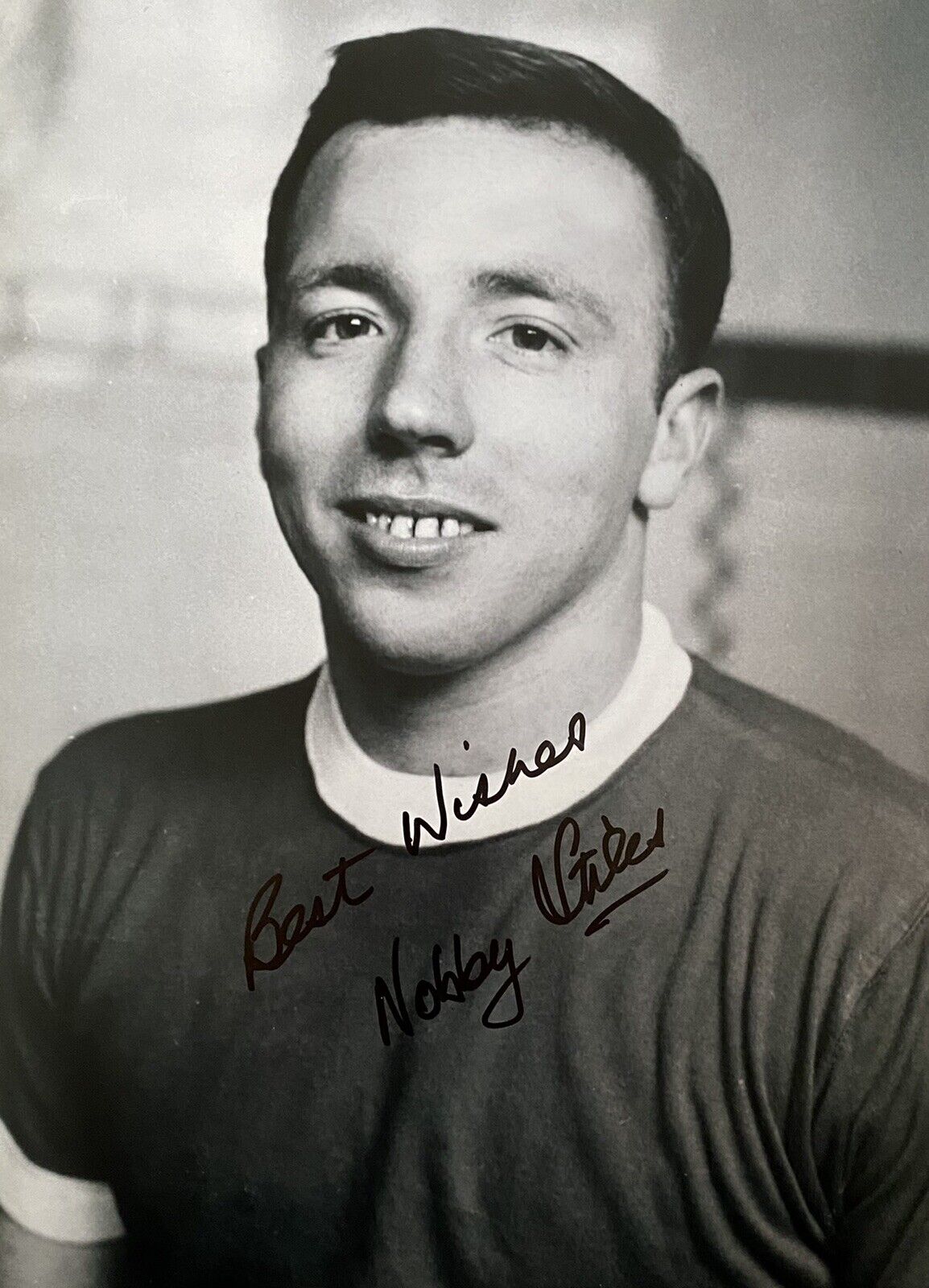 Nobby Stiles Hand Signed Manchester United 16x12 Photo Poster painting, England, 5