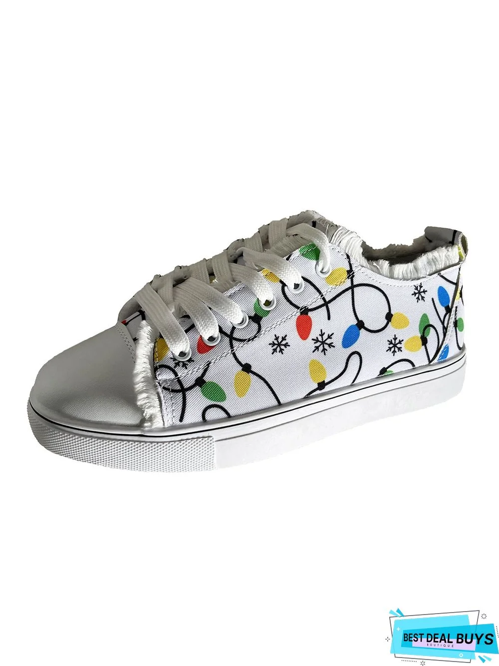 Colorful Print Lace-Up Canvas Shoes