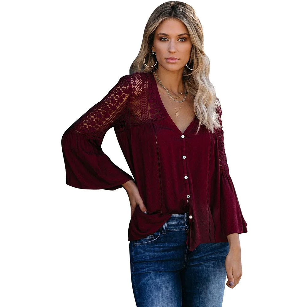 Women's V-neck Trendy Print Loose Shirt