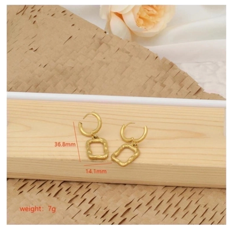 1 Pair Minimalist Square Plating Stainless Steel Drop Earrings