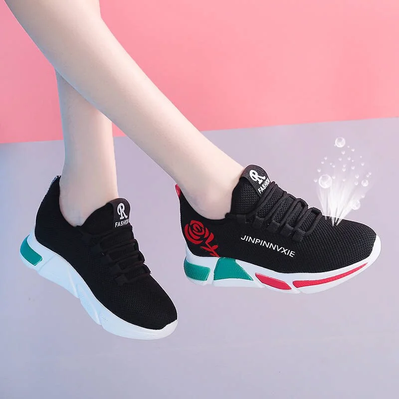 Women Platform Sneakers 2020 New Spring Fashion Women Casual Shoes Breathable Mesh Shoes Woman Black Sneakers Tenis Feminino