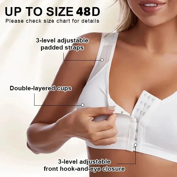Front Closure Posture Wireless Back Support Full Coverage Bra (BUY 1 GET 2 FREE)-BEIGE+White+Black
