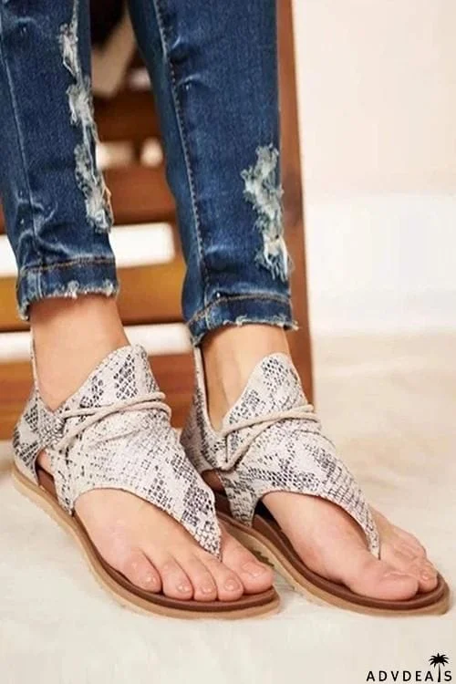 Lace-up Zip Flat Sandals