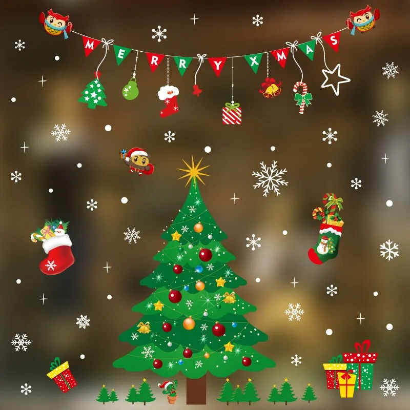 DIY Merry Christmas Wall Stickers Window Glass Stickers Christmas Decorations For Home Christmas Ornaments Xmas New Year 2021