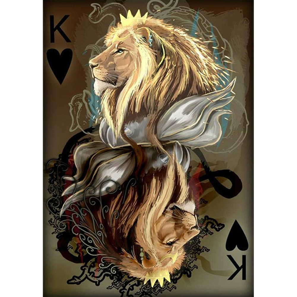 

30*40CM - Round Drill Diamond Painting - Two-headed Lion, 501 Original
