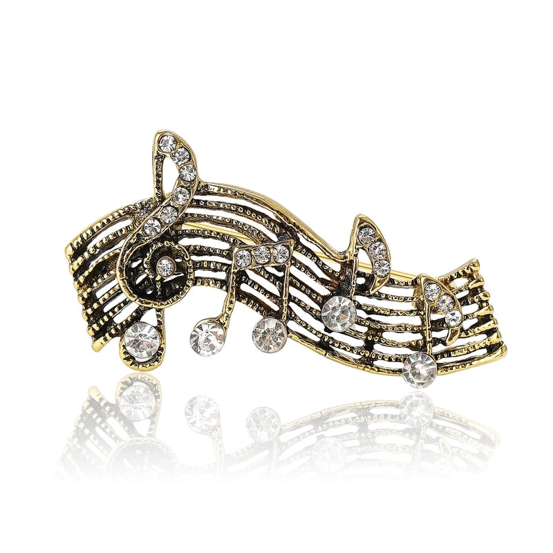 Retro Pin Notes Alloy Inlay Rhinestones Unisex Brooches