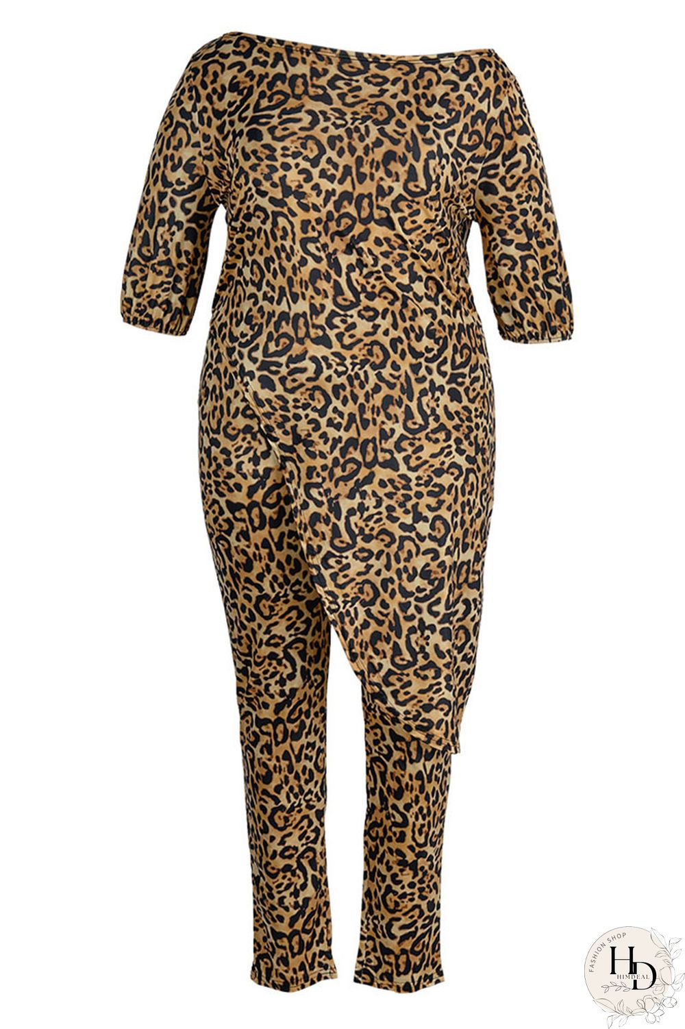 Yellow Casual Print Patchwork Asymmetrical Off the Shoulder Plus Size Two Pieces