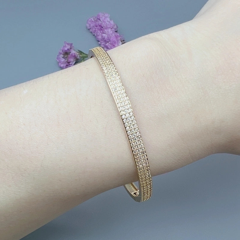 Minimalist Water Droplets Copper Inlay Zircon Bangle