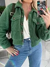 Urban Lambskin Solid Color Buttoned Lapel Collar Long Sleeves Outerwear