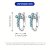 925 Sterling Silver Cross Pattern Turquoise Inlaid Hoop Earrings 