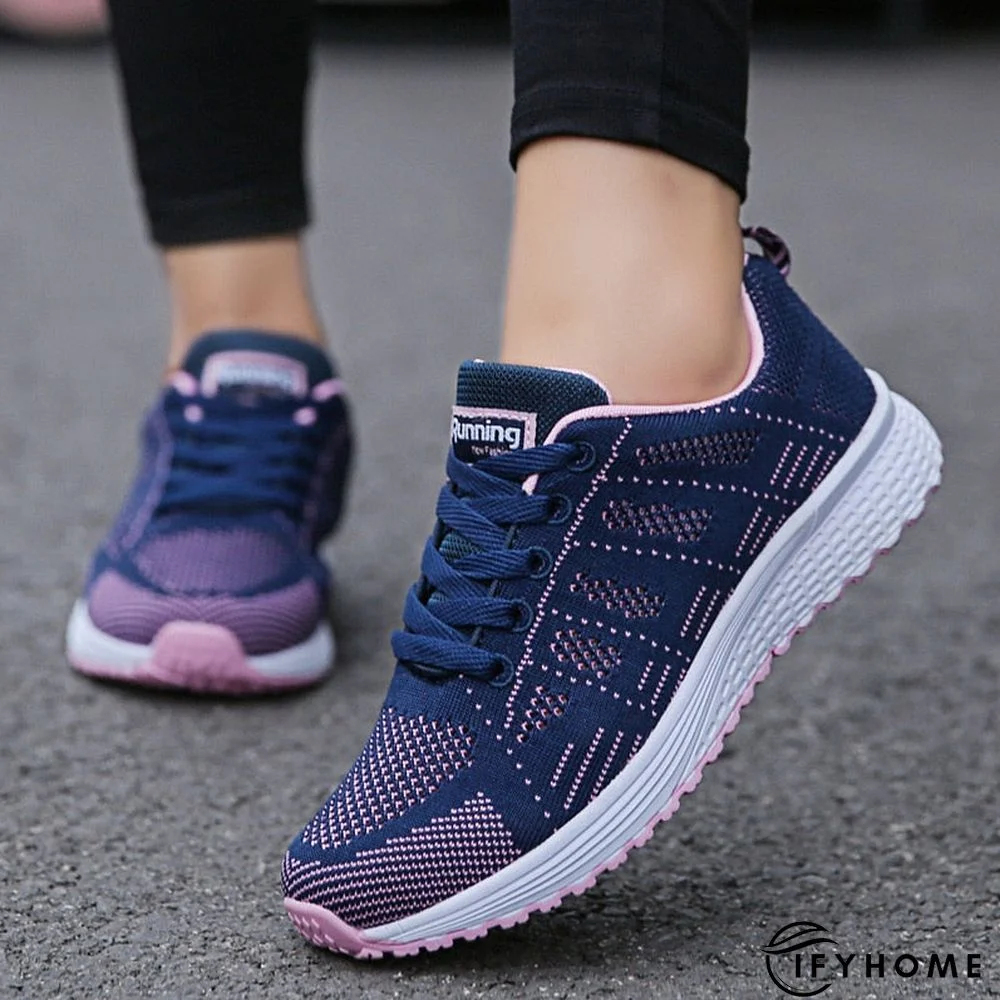 Women Casual Shoes Breathable Walking Mesh Flat Shoes White Sneakers | IFYHOME