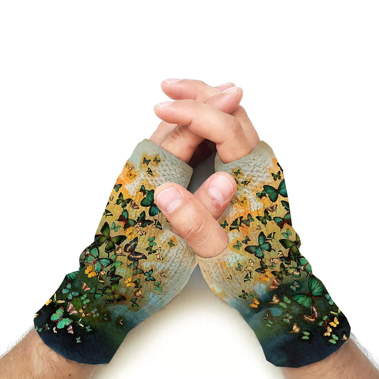 Men's Retro Butterfly Print Casual Gloves