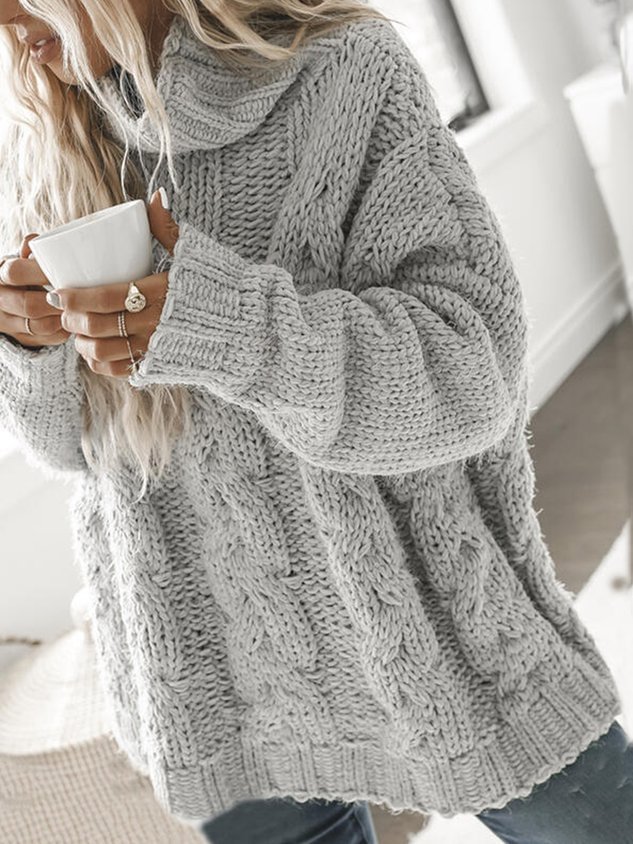 Long Sleeve Turtleneck Tunic Sweater Knit Jumper